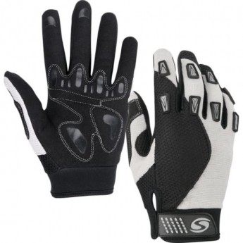 Велоперчатки STELS PDM-363 для MTB полноразмерные серо-чёрные p.L