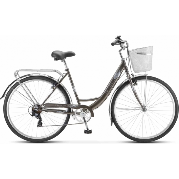 Велосипед STELS Navigator 28" 395 V Z010 серо-голубой (с корзиной) (LU089103), рама 20" 4680091548795